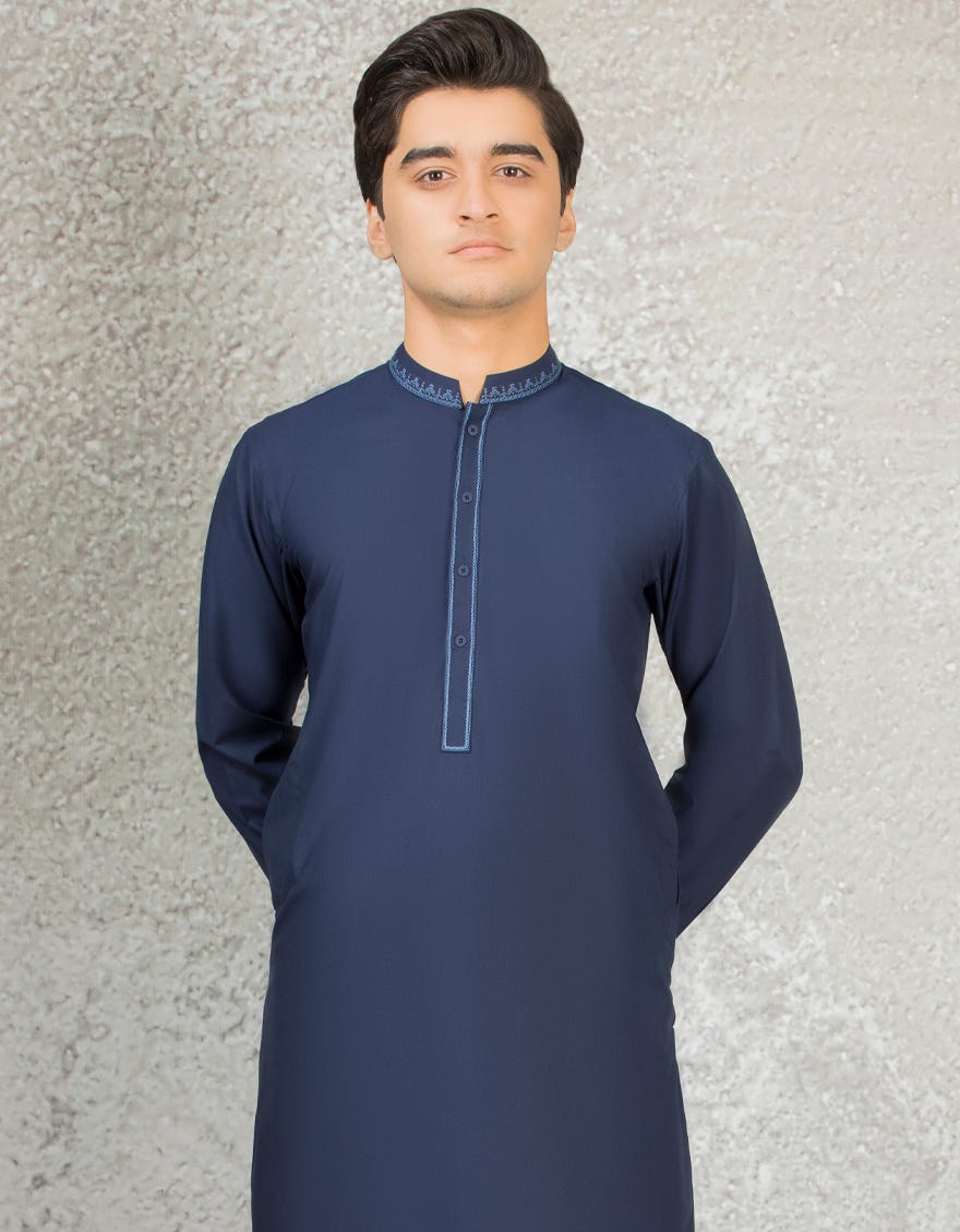 NAVY BLUE BLENDED KAMEEZ SHALWAR | JTKS-S-41115
