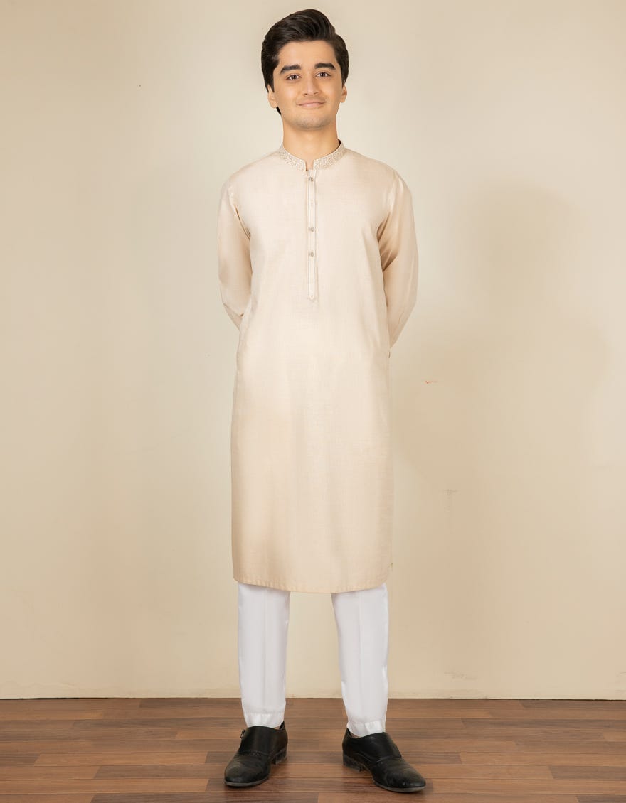 BEIGE COTTON KURTA | JTK-S-41126