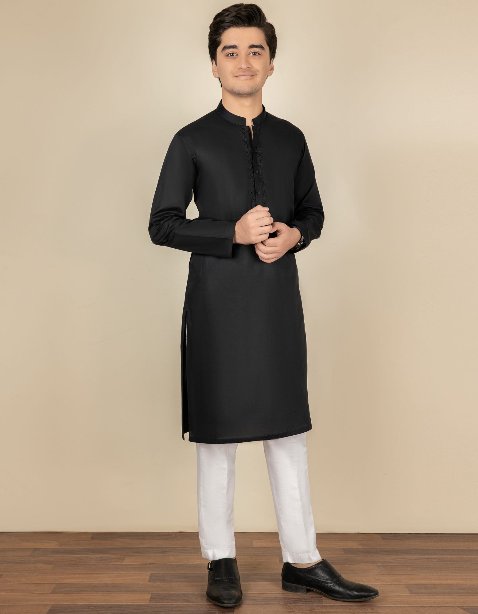 BLACK COTTON KURTA | JTK-S-41134