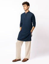 BLUE COTTON SEMI-FORMAL KAMEEZ SHALWAR