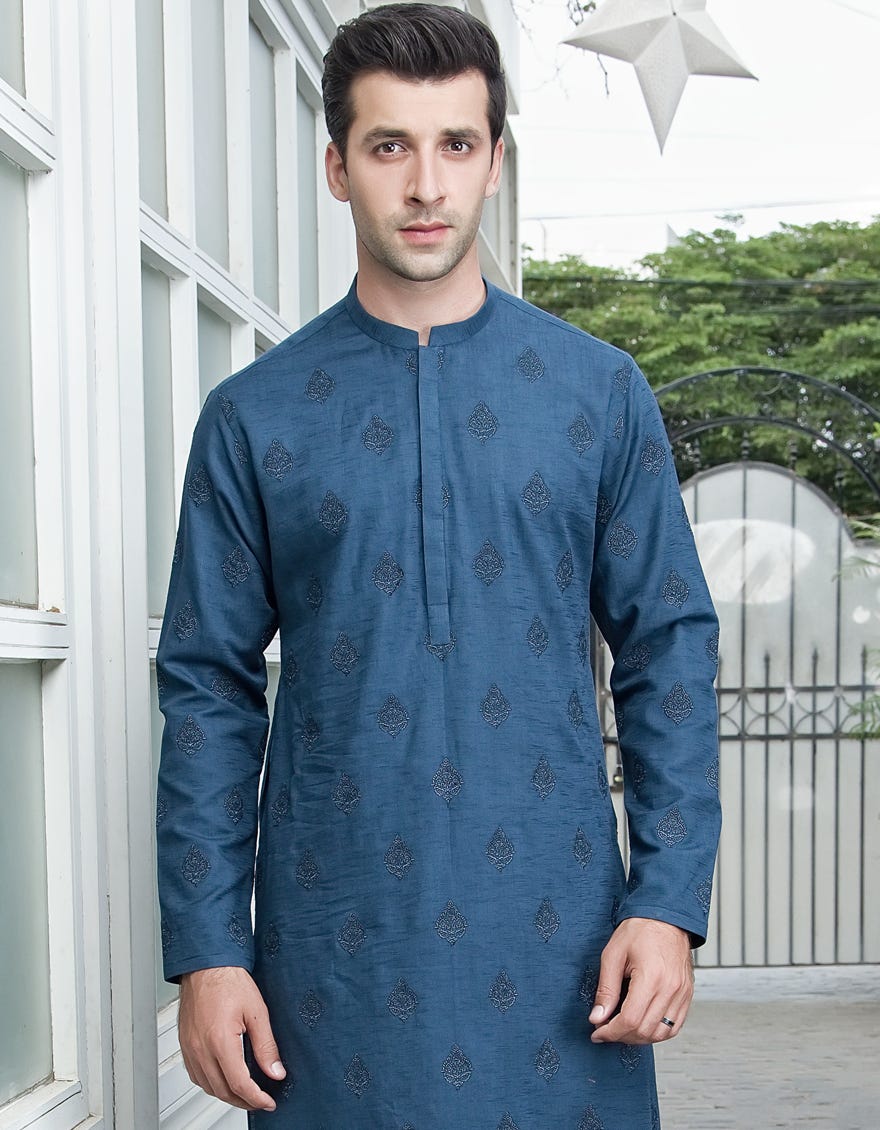 DARK NAVY COTTON KURTA | JJK-A-42206