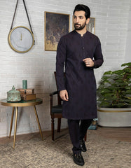 DARK PURPLE COTTON KURTA PAJAMA | JJKP-A-42213