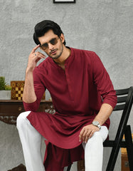 MAROON BLENDED KURTA | JJK-A-42288