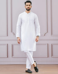 WHITE SCHIFFLI KURTA | JJK-A-42337