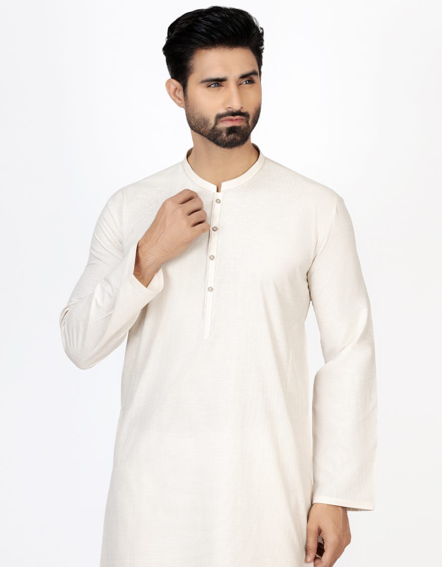 BEIGE BLENDED KURTA | JJK-A-42366