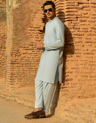 SKY BLUE POLYESTER VISCOSE KURTA PAJAMA | JJKP-S-42386