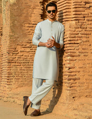 SKY BLUE POLYESTER VISCOSE KURTA PAJAMA | JJKP-S-42386