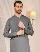 GREY POLYESTER VISCOSE KAMEEZ SHALWAR | JJKS-A-42397