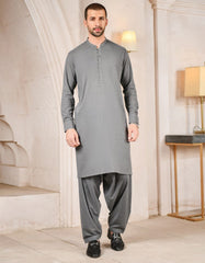 GREY POLYESTER VISCOSE KAMEEZ SHALWAR | JJKS-A-42397
