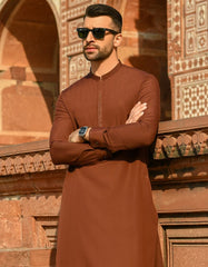 BURGUNDY POLYESTER KAMEEZ SHALWAR | JJKS-A-42403
