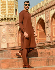 BURGUNDY POLYESTER KAMEEZ SHALWAR | JJKS-A-42403