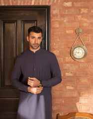 PURPLE GREY POLYESTER KAMEEZ SHALWAR | JJKS-S-43067
