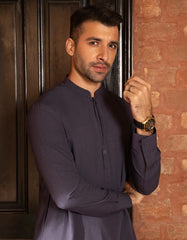 PURPLE GREY POLYESTER KAMEEZ SHALWAR | JJKS-S-43067