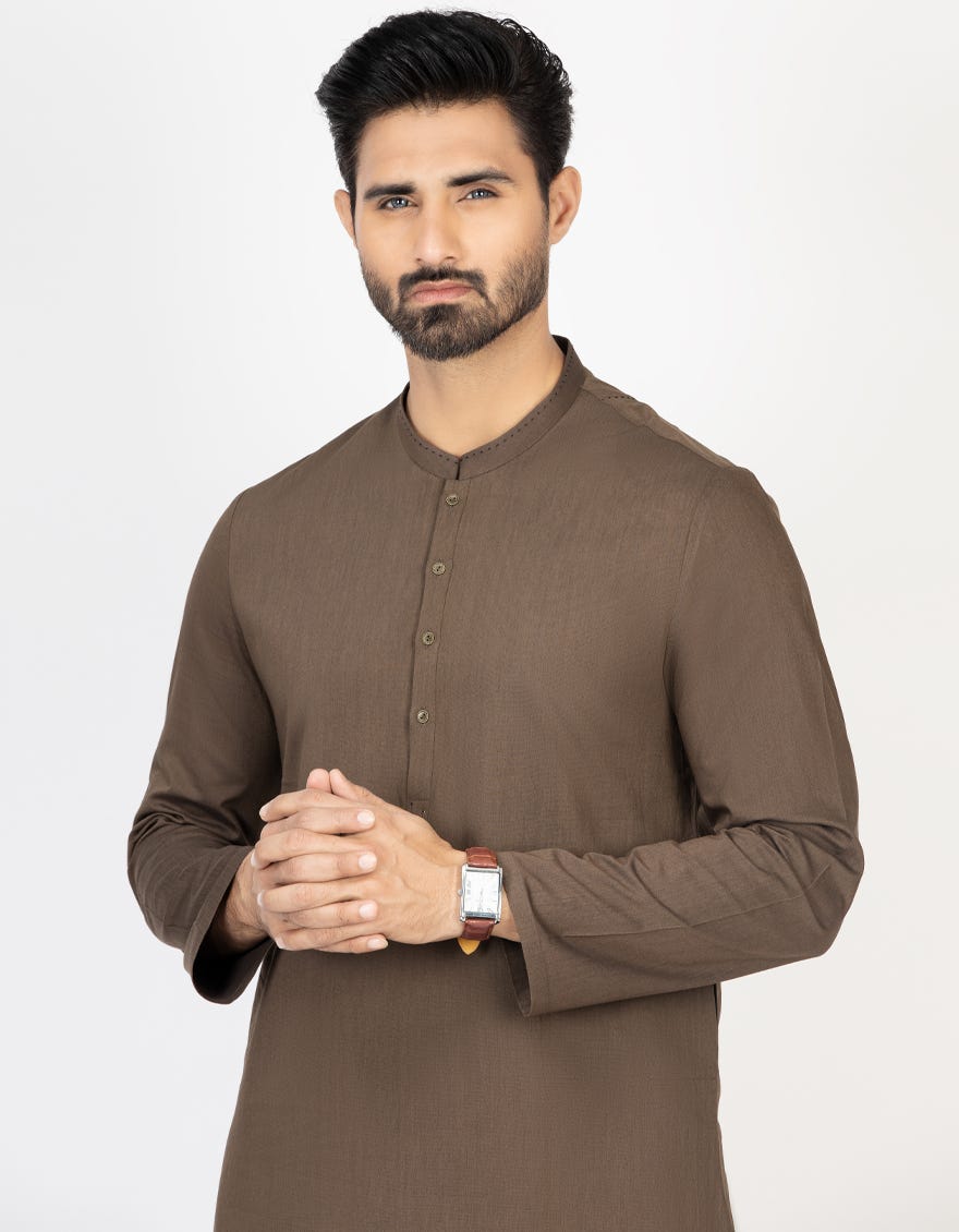 DARK BROWN BLENDED KURTA | JJK-A-43084