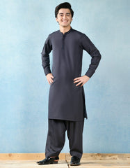 DARK SLATE POLYESTER KAMEEZ SHALWAR | JTKS-43123