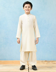 CREAM POLYESTER VISCOSE KAMEEZ SHALWAR | JCKS-43126