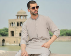 CLOUD GREY BLENDED KAMEEZ SHALWAR | JJKS-43139