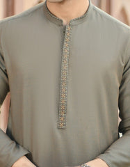 ARMY GREEN BLENDED KURTA | JJK-43154