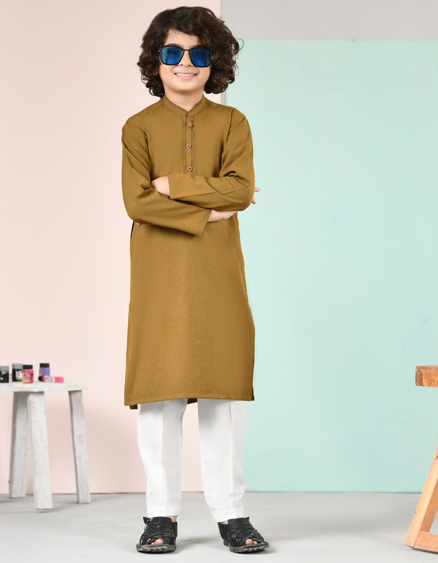 KHAKI GREEN BLENDED KURTA | JCK-43156