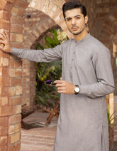 GREY POLYESTER VISCOSE KAMEEZ SHALWAR | JJKS-A-44018