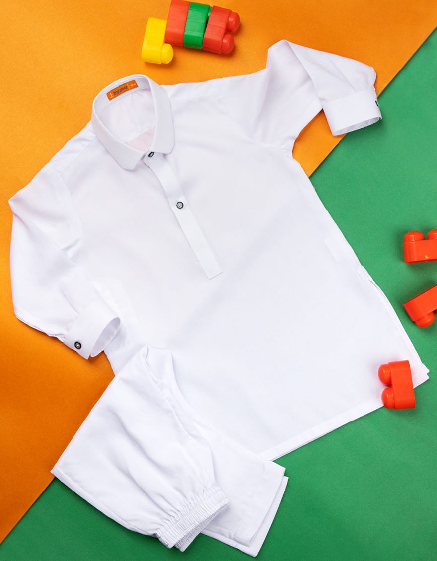 WHITE BLENDED KAMEEZ SHALWAR | JJIKS-A-44028