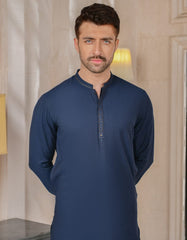 NAVY BLUE BLENDED KAMEEZ SHALWAR | JJKS-A-44041