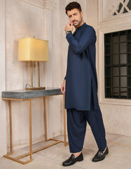 NAVY BLUE BLENDED KAMEEZ SHALWAR | JJKS-A-44041