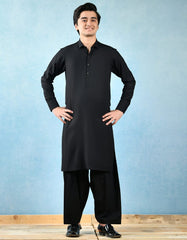 BLACK POLYESTER VISCOSE KAMEEZ SHALWAR | JTKS-A-44070