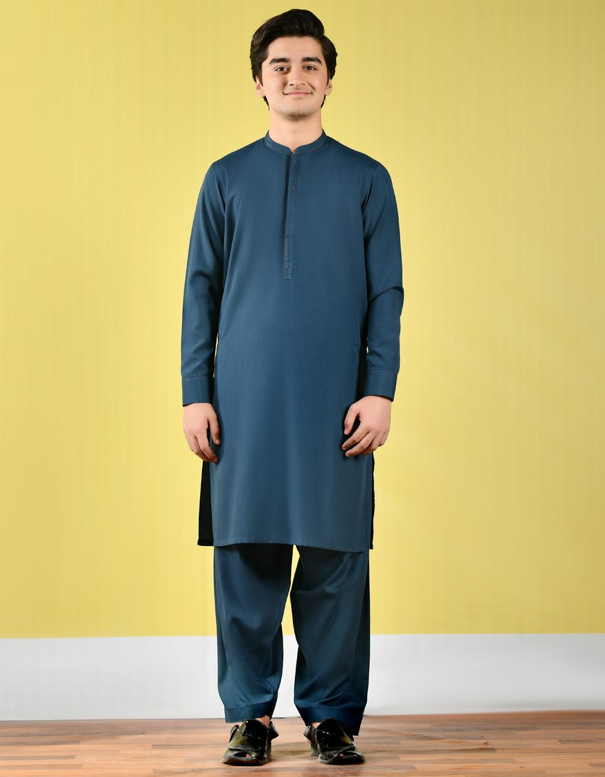 DARK GREEN POLYESTER VISCOSE KAMEEZ SHALWAR | JTKS-A-44074