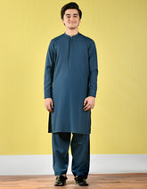 DARK GREEN POLYESTER VISCOSE KAMEEZ SHALWAR | JTKS-A-44074