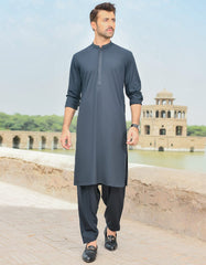 CHARCOAL GREY BLENDED KAMEEZ SHALWAR | JJKS-44080