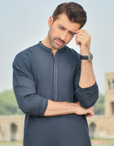CHARCOAL GREY BLENDED KAMEEZ SHALWAR | JJKS-44080