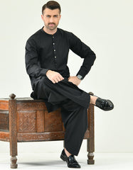 BLACK COTTON KAMEEZ SHALWAR | JJKS-A-44086