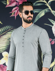 GREY POLYESTER VISCOSE KURTA | JJK-45012