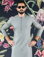 GREY POLYESTER VISCOSE KURTA | JJK-45012
