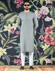 GREY POLYESTER VISCOSE KURTA | JJK-45012