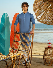 LIGHT BLUE COTTON KURTA | JTK-A-46540