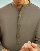 ARMY GREEN BLENDED KAMEEZ SHALWAR | JTKS-A-46601