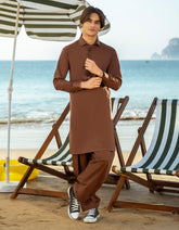 BROWN COTTON KAMEEZ SHALWAR | JTKS-A-46644