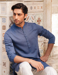 DULL BLUE BLENDED SEMI-FORMAL KURTA