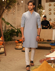 LIGHT GREY BLENDED SEMI-FORMAL KURTA