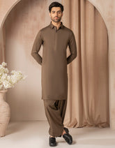 BROWN BLENDED CASUAL KAMEEZ SHALWAR