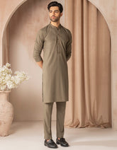 ARMY GREEN BLENDED SEMI-FORMAL KURTA TROUSER