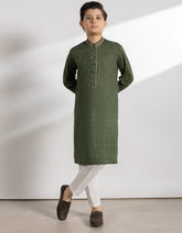 GREEN COTTON KURTA
