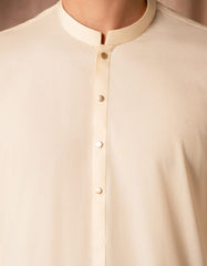CREAM BLENDED PLAIN KURTA TROUSER