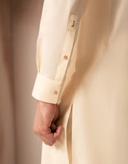 CREAM BLENDED PLAIN KURTA TROUSER