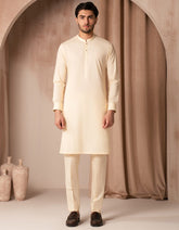 CREAM BLENDED PLAIN KURTA TROUSER