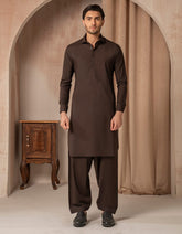 DARK BROWN BLENDED CASUAL KAMEEZ SHALWAR