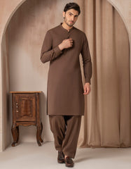 BROWN COTTON CASUAL KAMEEZ SHALWAR