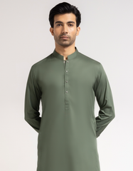 GREEN COTTON PLAIN KURTA TROUSERS